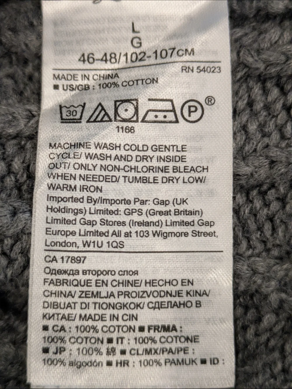 Banana Republic 100% Cotton Cable Knit Crewneck Sweater Gray Men's L